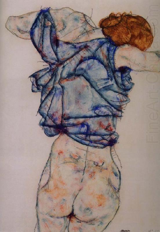 kvinna under avkladning, Egon Schiele